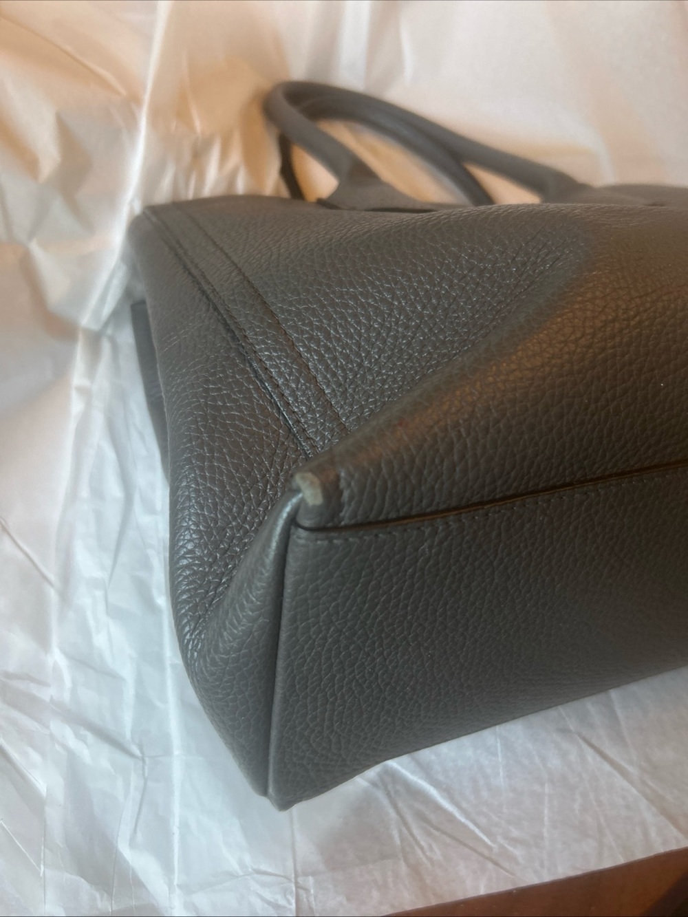 Furla Alba Dark Gray Pebbled Leather Tote with Gold Logo - Picture 11 of 11